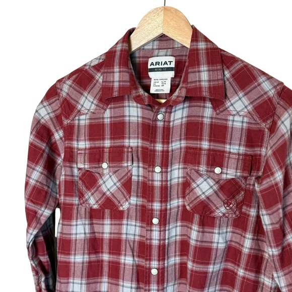 Ariat Boys Holton Retro Plaid Western Shirt Rosewood XL 18 Cowboy Rodeo Country - Picture 2 of 11